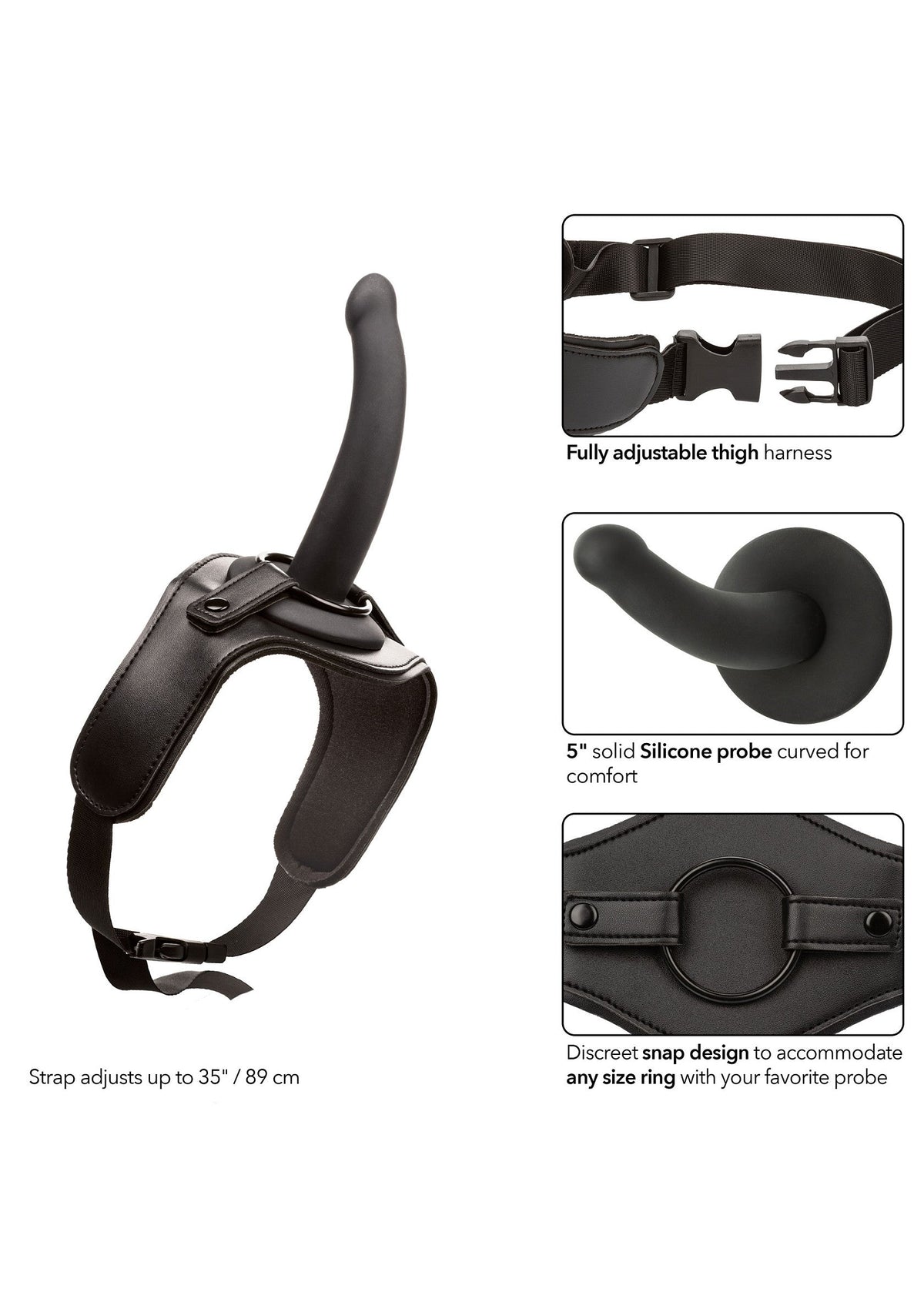 Thigh Strap Silicone Probe BLACK - 6