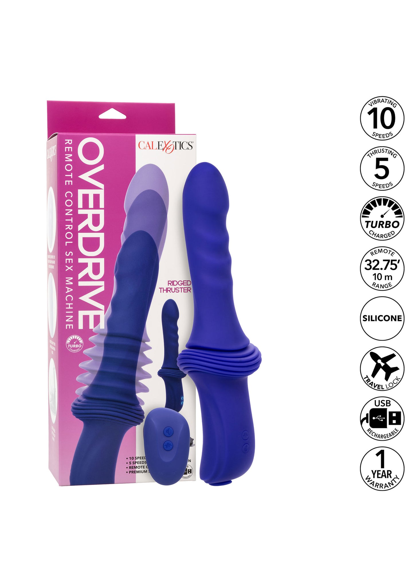 CalExotics Overdrive Sex Machine Ridged Thruster PURPLE - 8