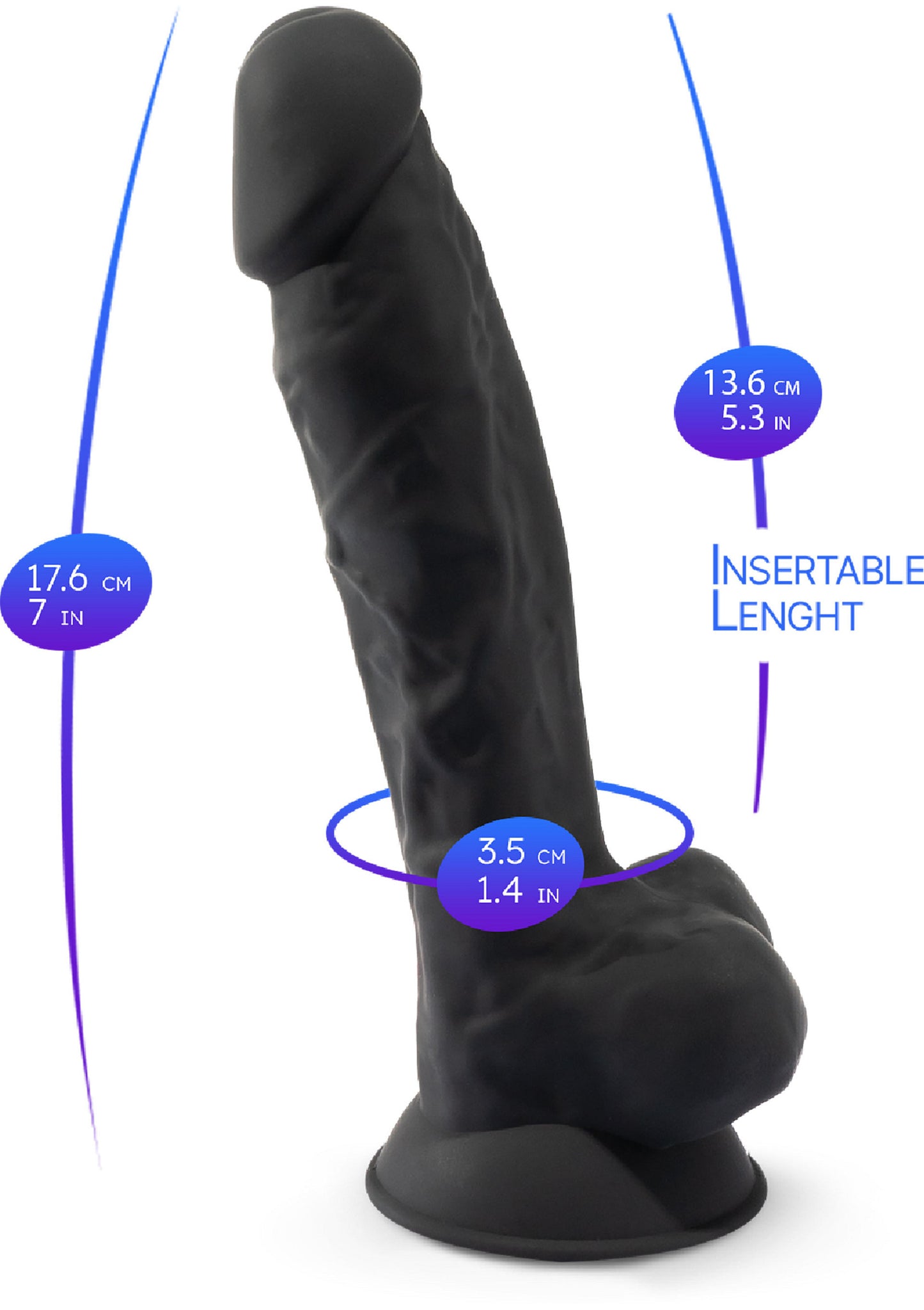 Silex-D Dildo Model 7 Inch BLACK - 0