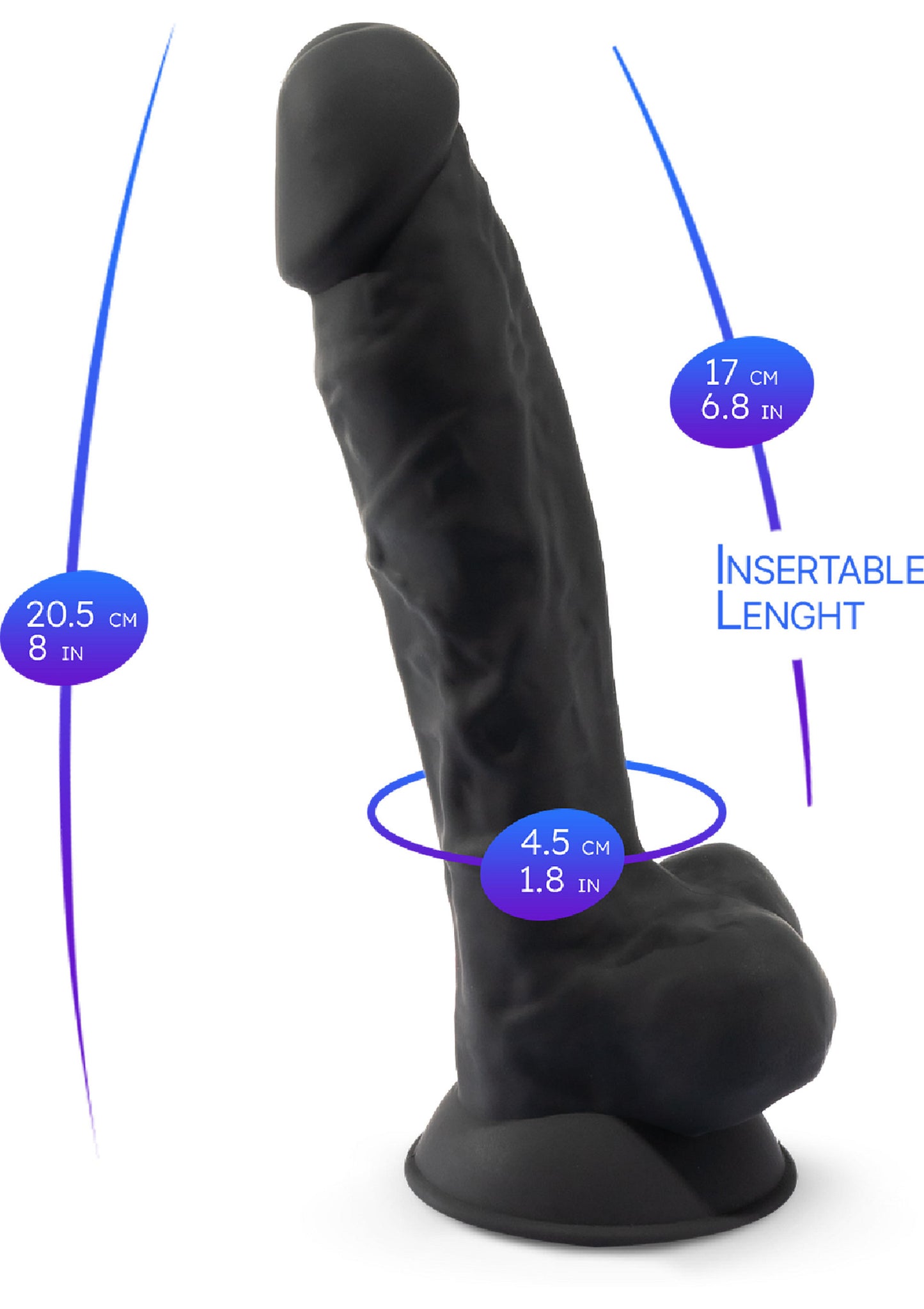Silex-D Dildo Model 8 Inch BLACK - 6