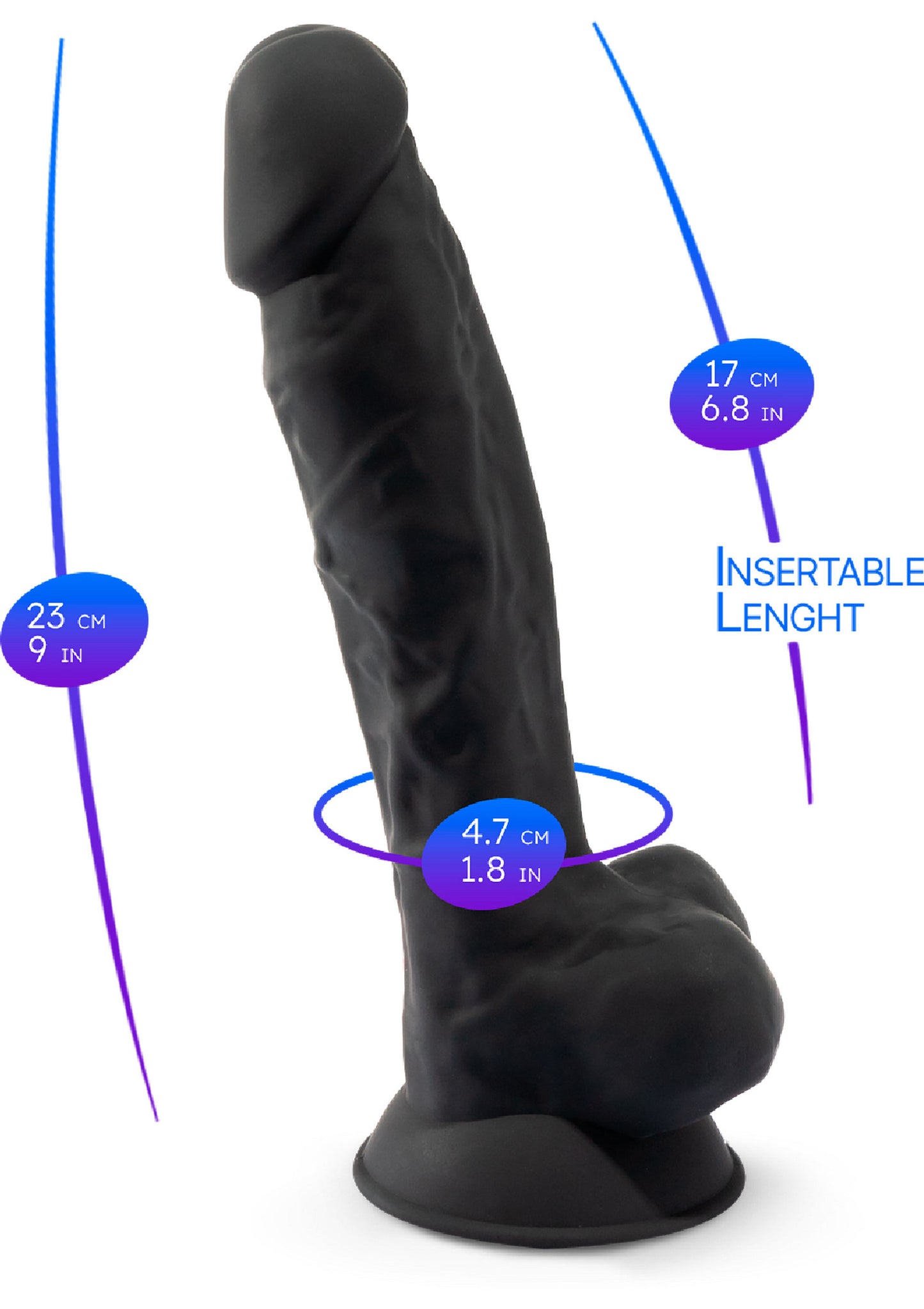 Silex-D Dildo Model 9 Inch BLACK - 0