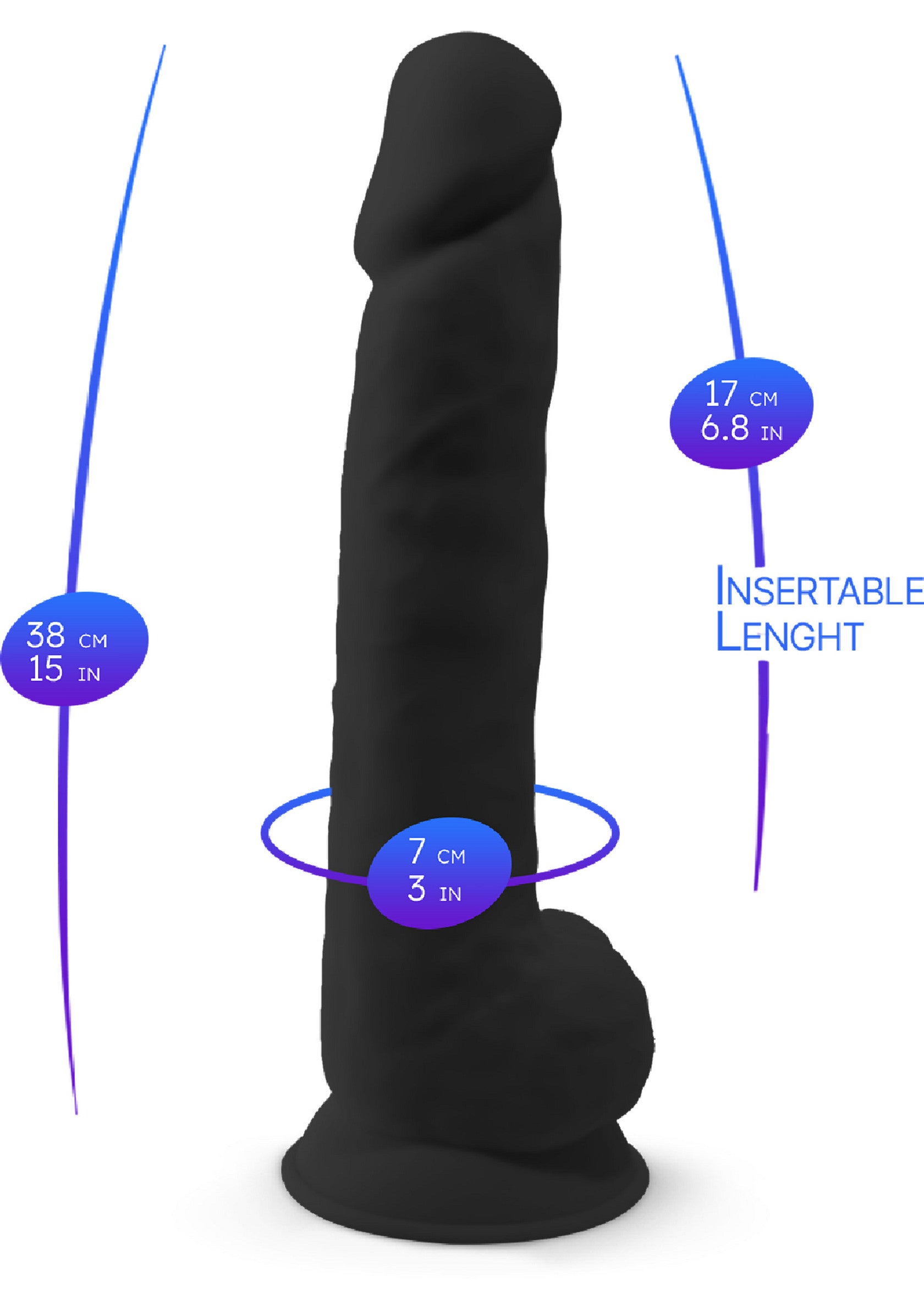 Silex-D Dildo Model 15 Inch BLACK - 6