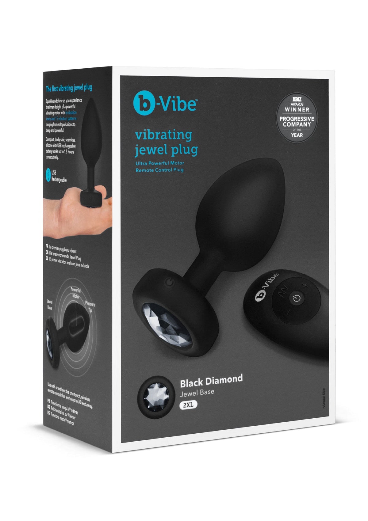 B-Vibe Vibrating Jewel Plug XXL BLACK - 2