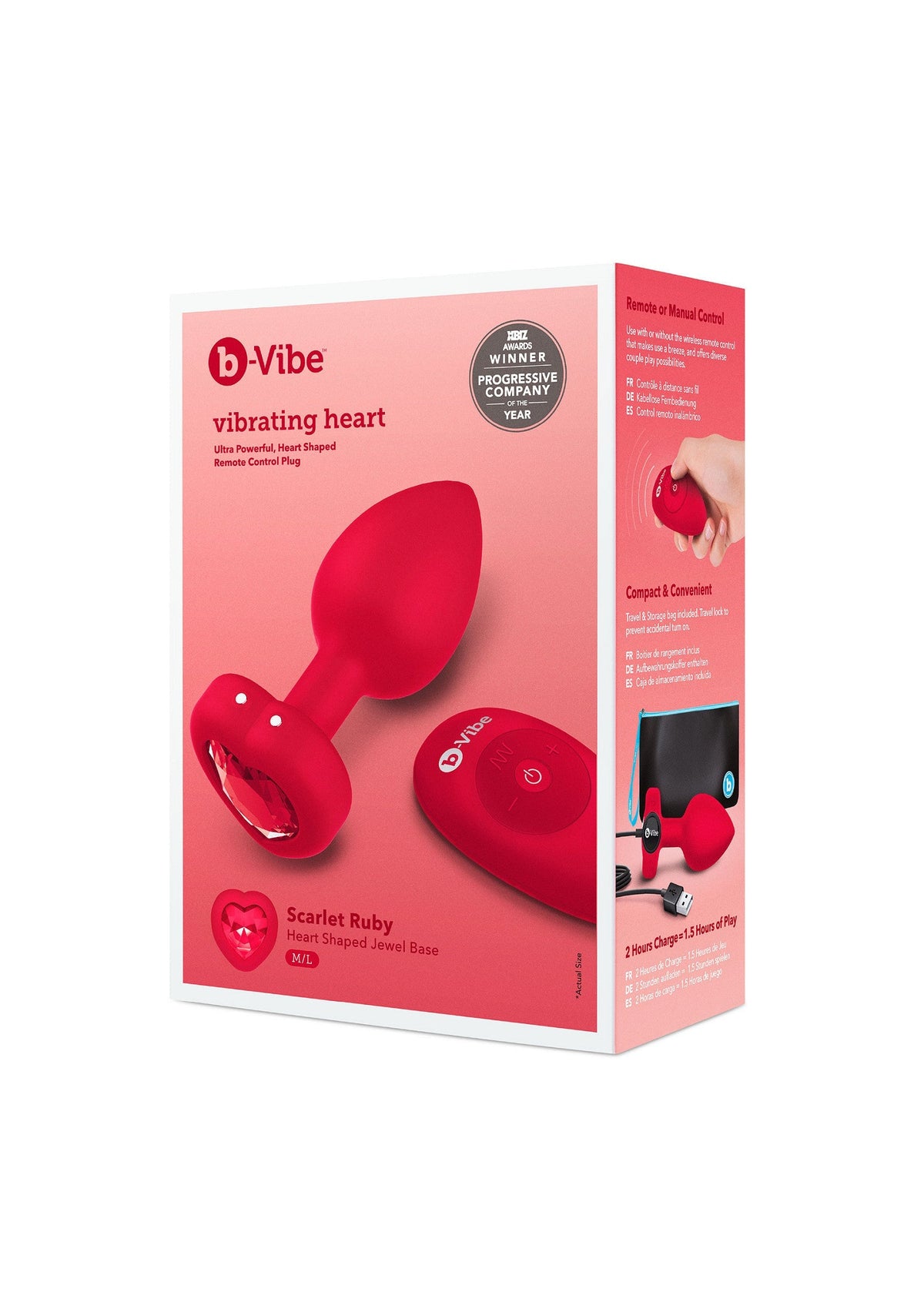 B-Vibe Vibrating Heart Plug M/L RED - 2