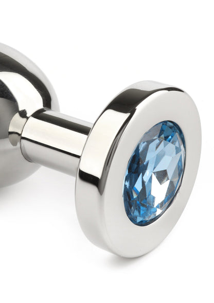 Jewled Butt Plug Medium BLUE - 2
