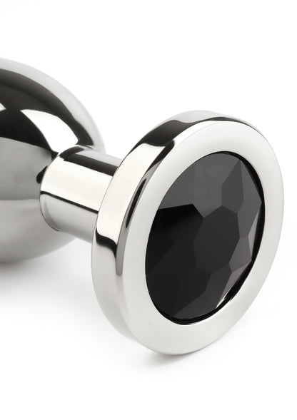 Mr. Steel Jewled Butt Plug Large BLACK - 4