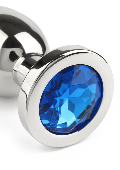 Jewled Butt Plug Large BLUE - 3