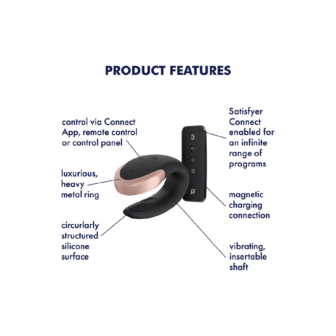 Double Love - Luxe Partner Vibrator - Zwart Schwarz - 1