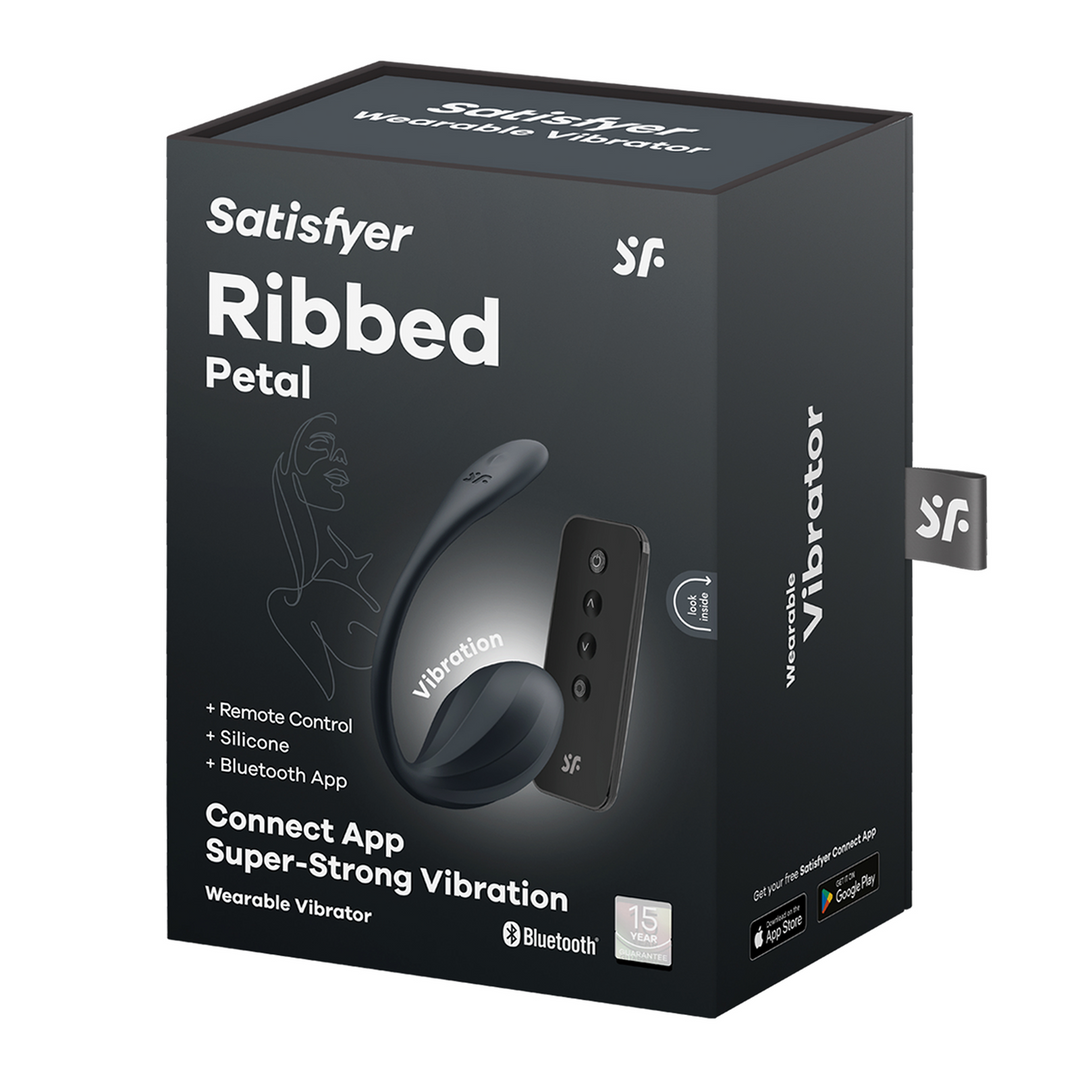 Ribbed Petal Connect App - Draagbare Koppel Vibrator - Zwart Schwarz - 3