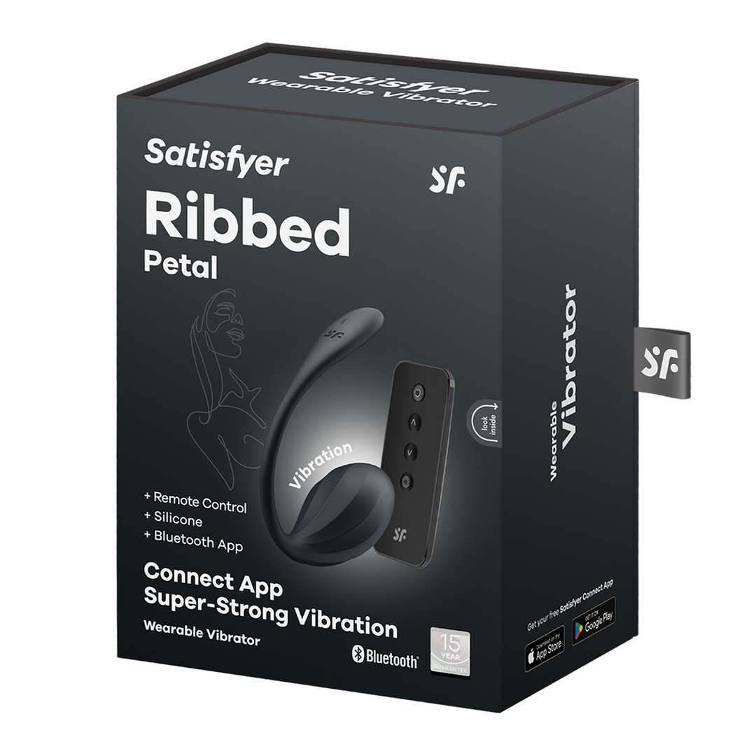 Ribbed Petal Connect App - Draagbare Koppel Vibrator - Zwart Schwarz - 2