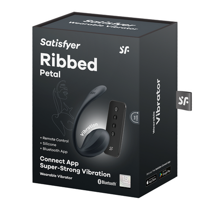 Ribbed Petal Connect App - Draagbare Koppel Vibrator - Zwart Schwarz - 1