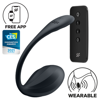 Ribbed Petal Connect App - Draagbare Koppel Vibrator - Zwart Schwarz - 5