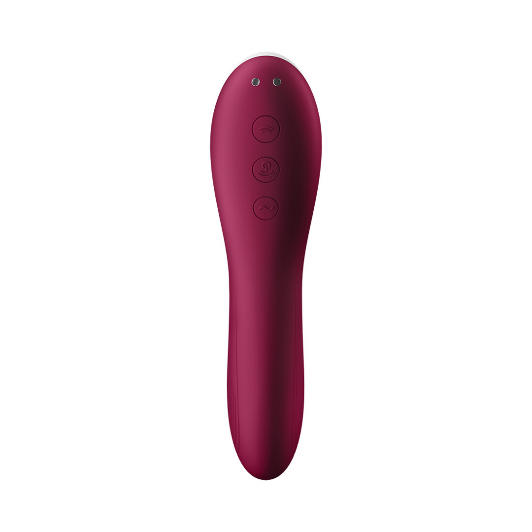 Dual Crush - Invoegbare Dubbele Luchtdruk Vibrator - Wijnrood Rot - 3