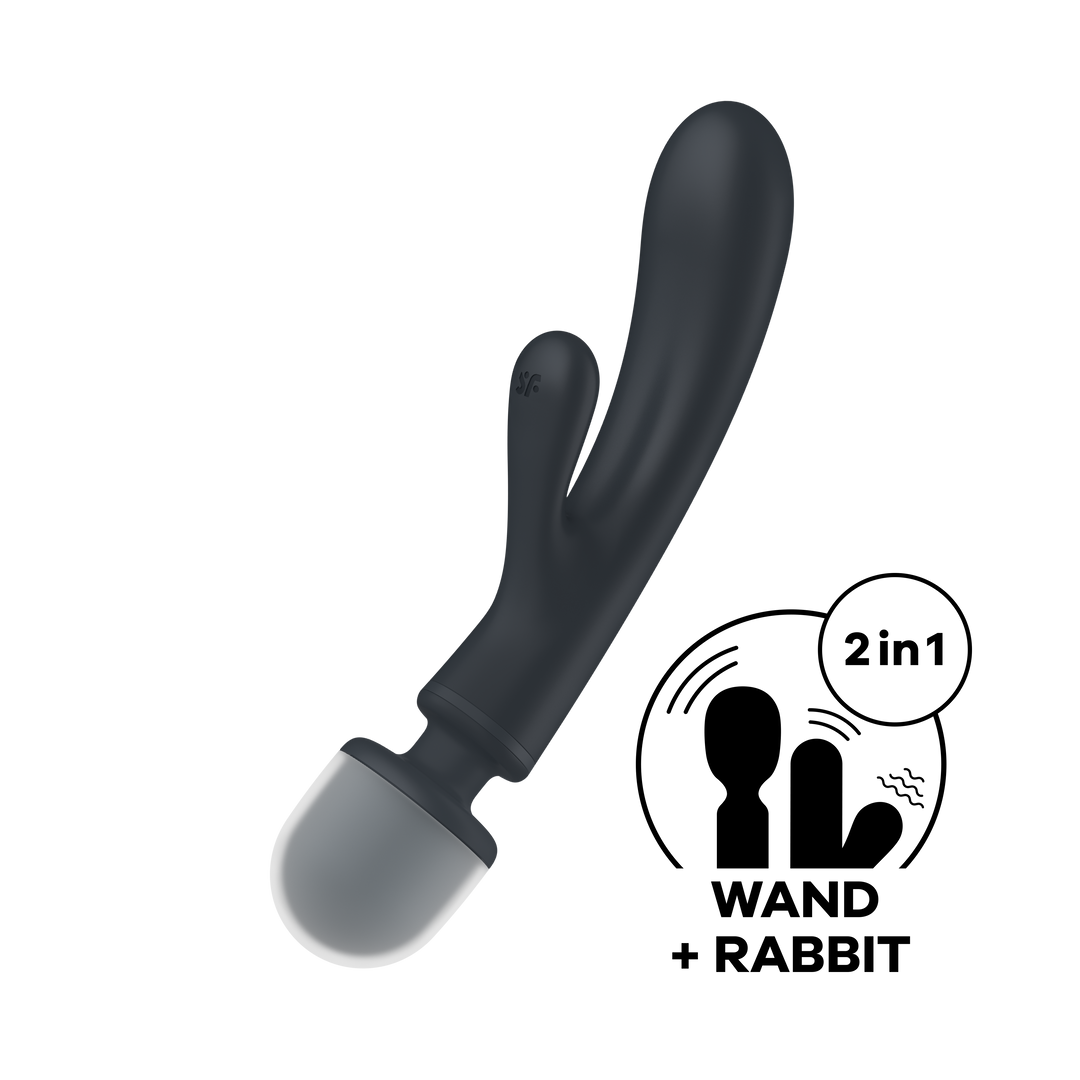 Triple Lover - Hybride Wand Vibrator - Grijs Grau - 5