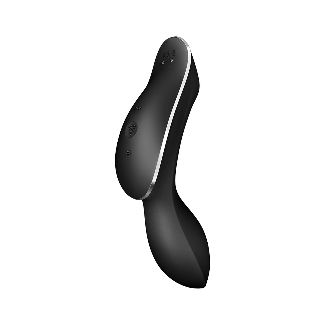 Curvy Trinity 2 - Invoegbare Air Pulse Vibrator - Zwart Schwarz - 2