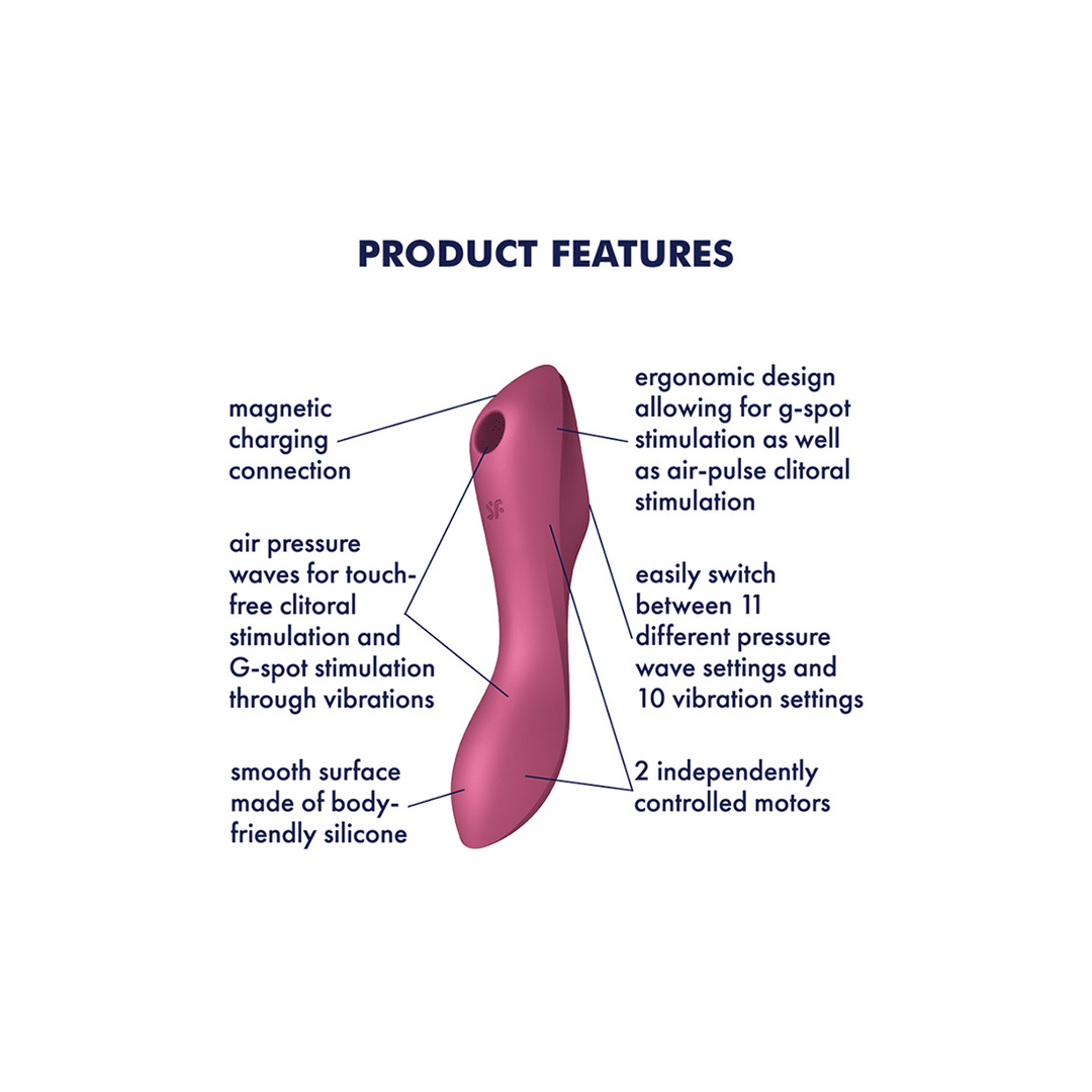 Curvy Trinity 3 - Inbrengbare Air Pulse Vibrator - Rood Rot - 2