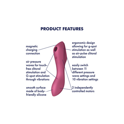 Curvy Trinity 3 - Inbrengbare Air Pulse Vibrator - Rood Rot - 2