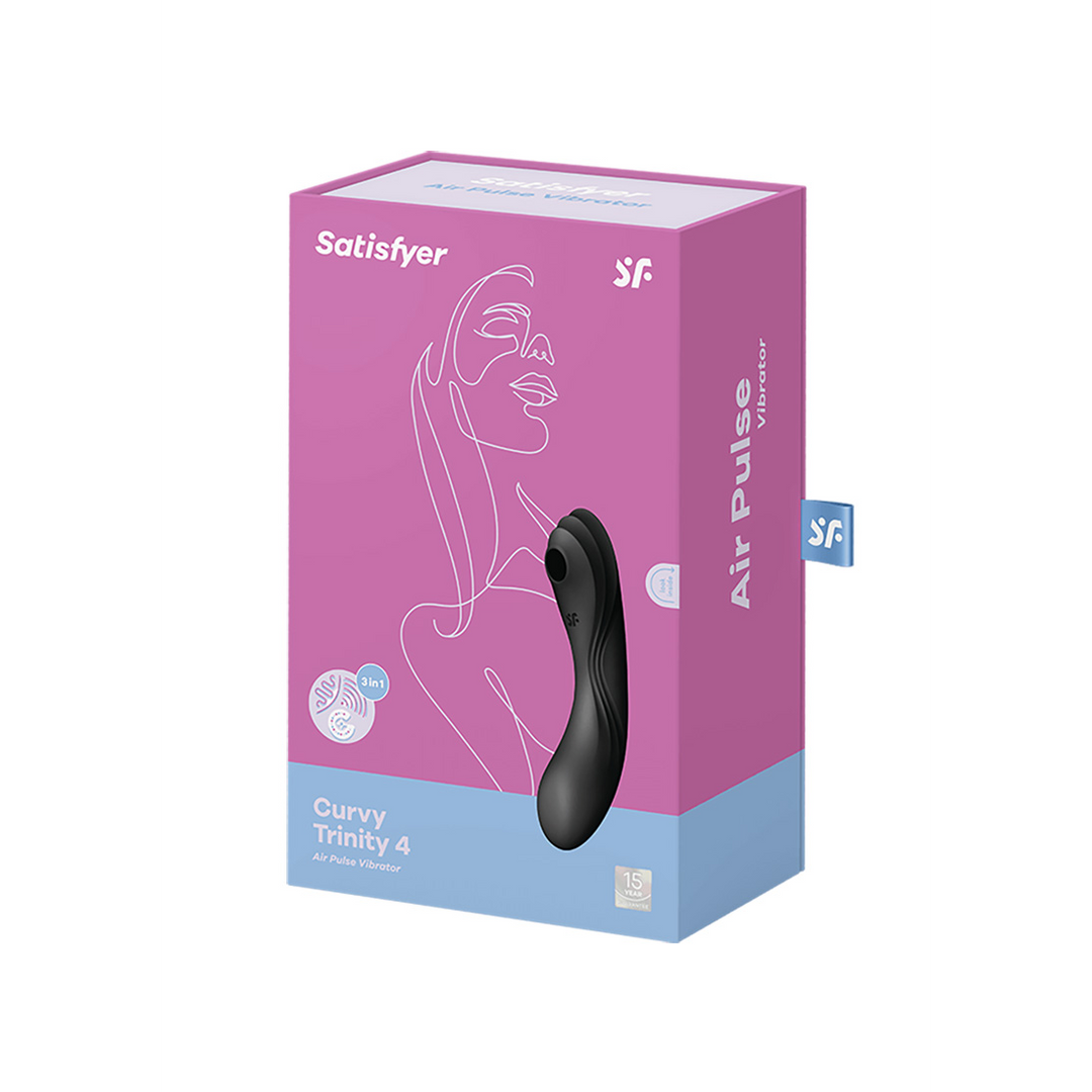 Curvy Trinity 4 - Insertable Air Pulse Vibrator - Zwart Schwarz - 2