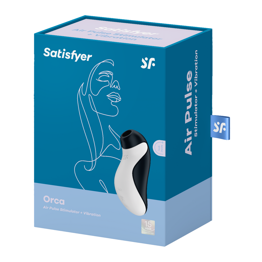 Orca - Air Pulse Stimulator en Vibrator - Zwart/Wit Schwarz - 2