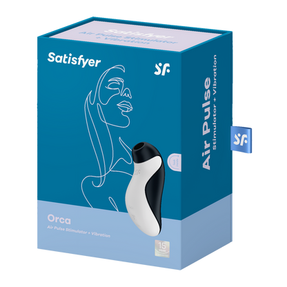 Orca - Air Pulse Stimulator en Vibrator - Zwart/Wit Schwarz - 2