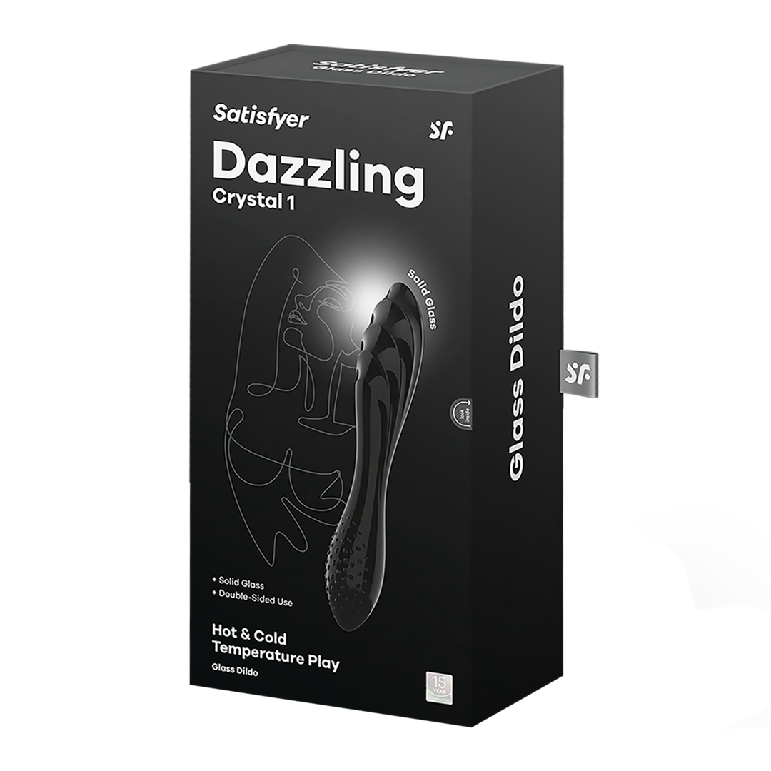 Dazzling Crystal 1 - Glazen Dildo - Zwart Blau - 3