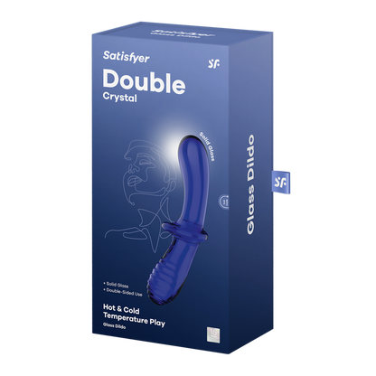 Dubbele Crystal - Glazen Dildo - Lichtblauw Blau - 1