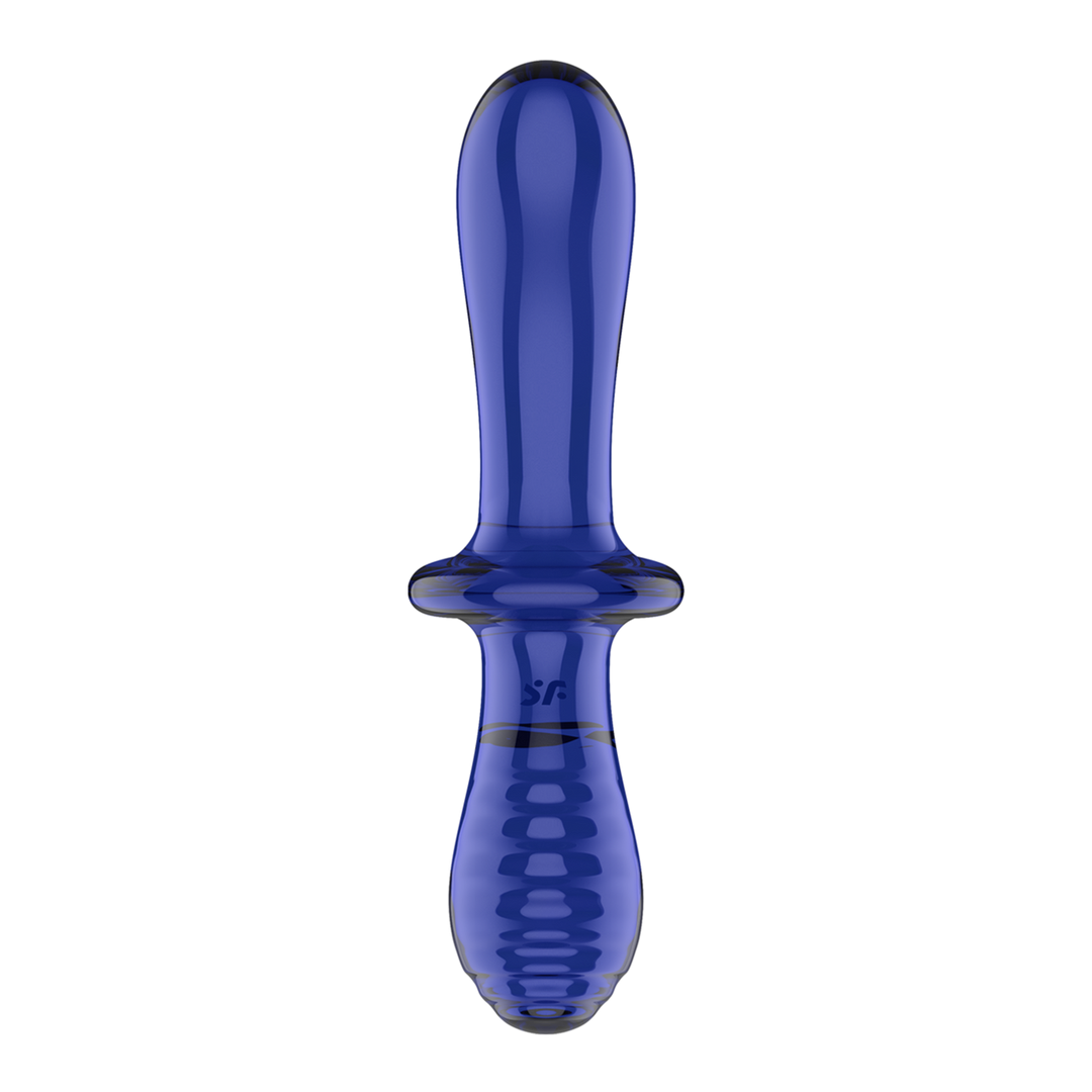 Dubbele Crystal - Glazen Dildo - Lichtblauw Blau - 4
