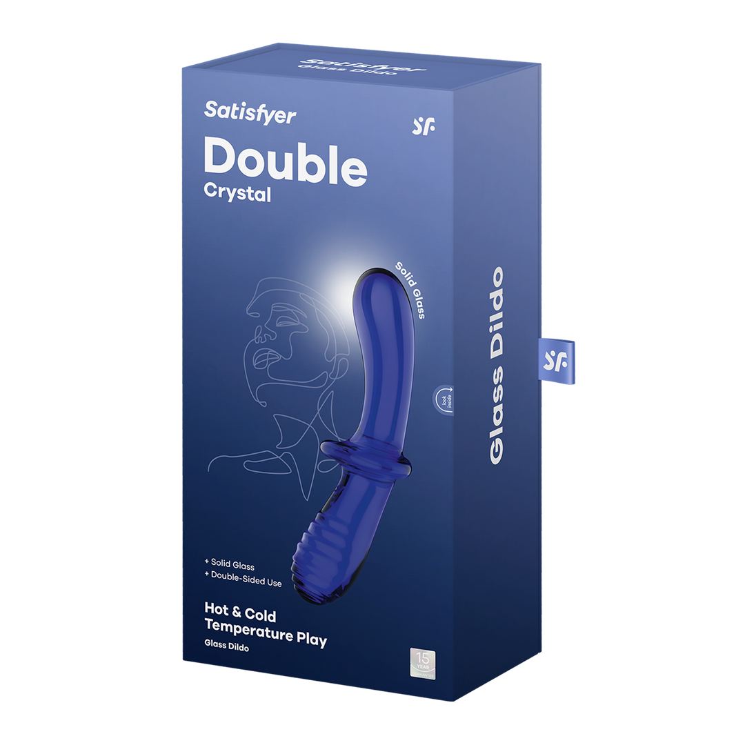 Dubbele Crystal - Glazen Dildo - Lichtblauw Blau - 2