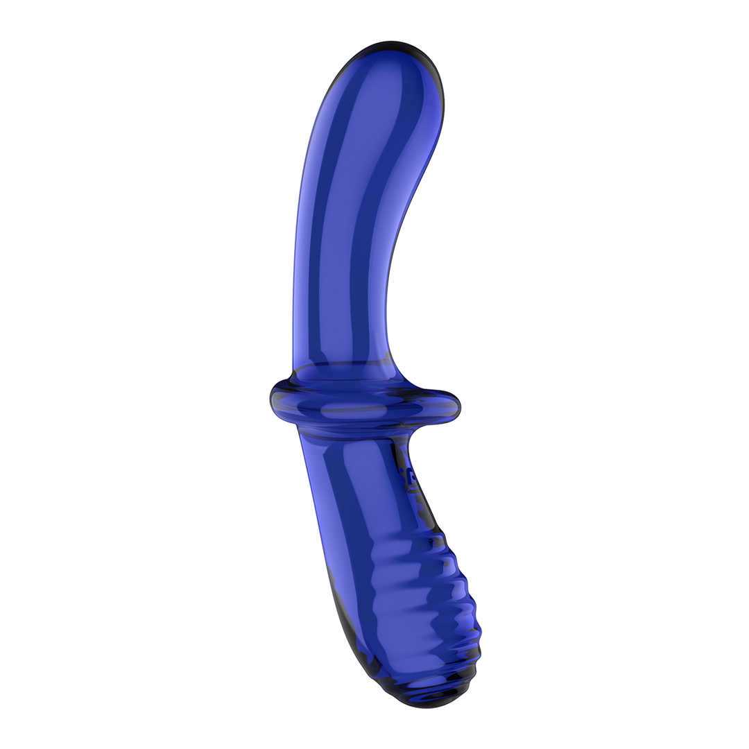 Dubbele Crystal - Glazen Dildo - Lichtblauw Blau - 2