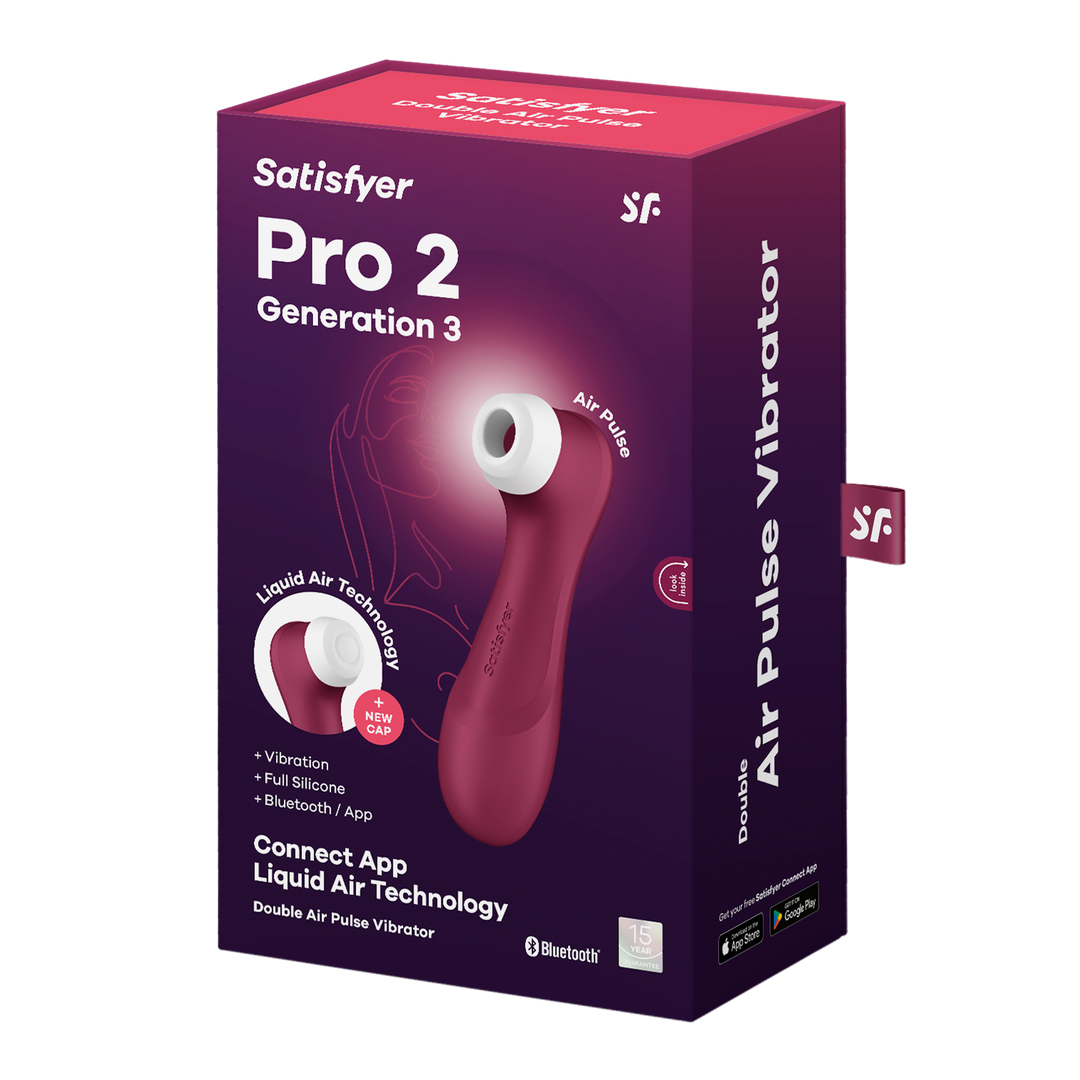 Pro 2 Generatie 3 - Double Air Pulse Vibrator - Liquid Air en Connect App - Wijnrood Violett - 5