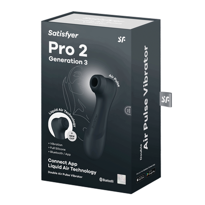 Pro 2 Generatie 3 - Double Air Pulse Vibrator - Liquid Air en Connect App - Zwart Schwarz - 5