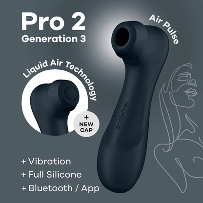 Pro 2 Generatie 3 - Double Air Pulse Vibrator - Liquid Air en Connect App - Zwart Schwarz - 4