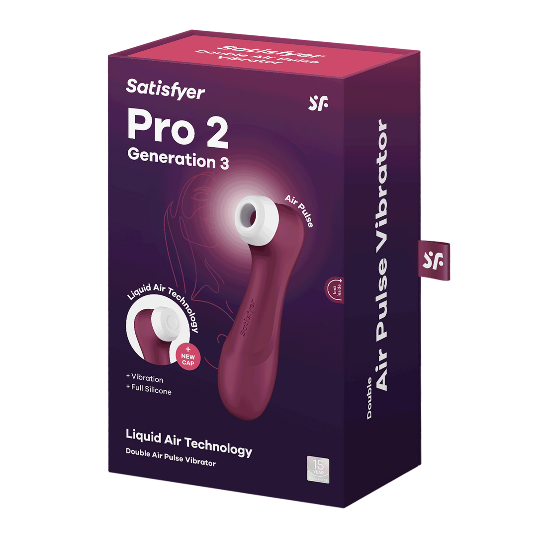 Pro 2 Generatie 3 - Double Air Pulse Vibrator - Liquid Air - Wijnrood Violett - 6