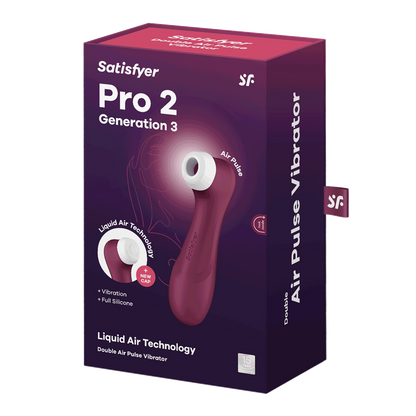 Pro 2 Generatie 3 - Double Air Pulse Vibrator - Liquid Air - Wijnrood Violett - 6