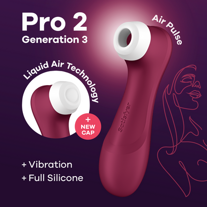 Pro 2 Generatie 3 - Double Air Pulse Vibrator - Liquid Air - Wijnrood Violett - 4
