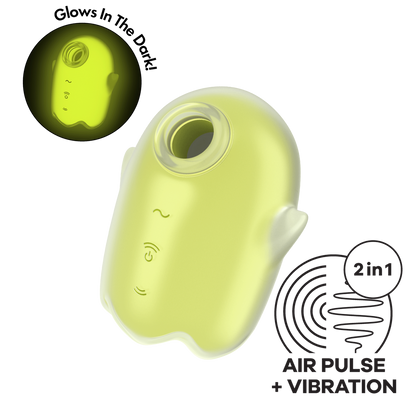 Glowing Ghost - Glow in the Dark - Dubbele Air Pulse Vibrator - Geel Gelb - 1
