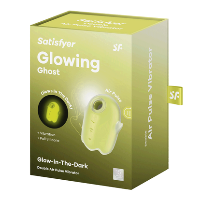 Glowing Ghost - Glow in the Dark - Dubbele Air Pulse Vibrator - Geel Gelb - 1