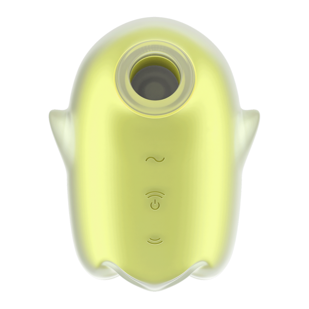 Glowing Ghost - Glow in the Dark - Dubbele Air Pulse Vibrator - Geel Gelb - 3