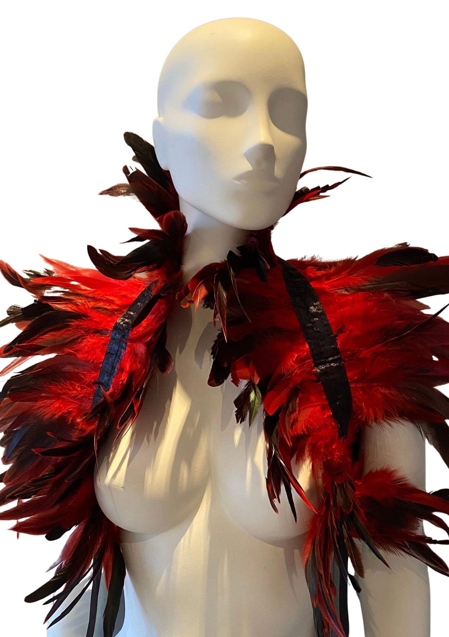 Feather Shoulder Wrap RED O/S - 5