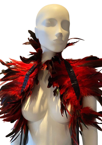 Feather Shoulder Wrap RED O/S - 5