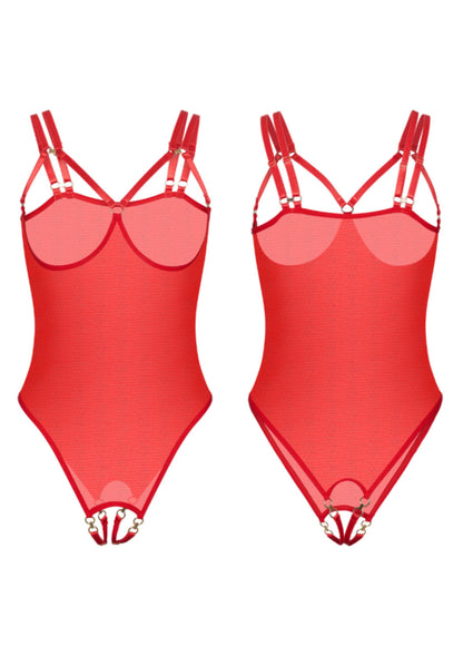 Piquant Cupless & Crotchless Body RED O/S - 2