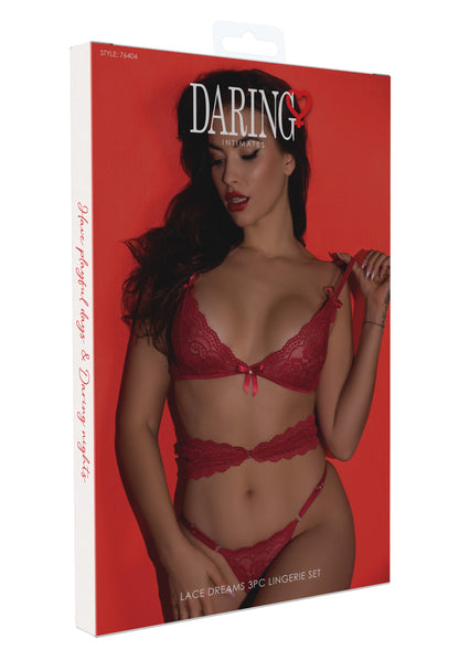 Lace Dreams 3PC Lingerie Set RED L/XL - 3