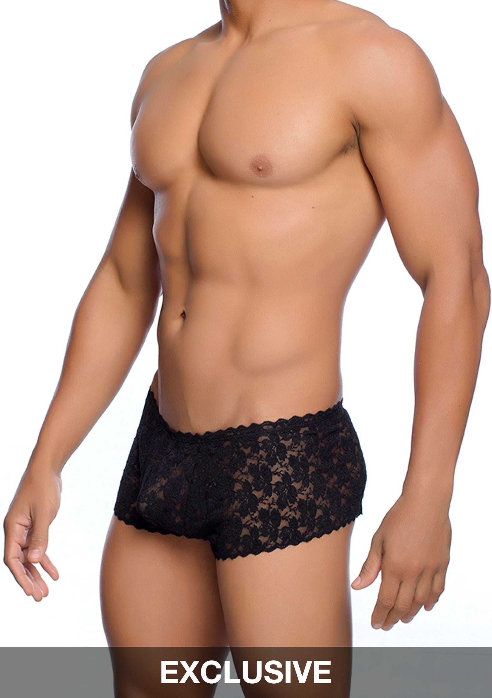 MOB Eroticwear Rose Lace Boy Short PINK S/M - 5