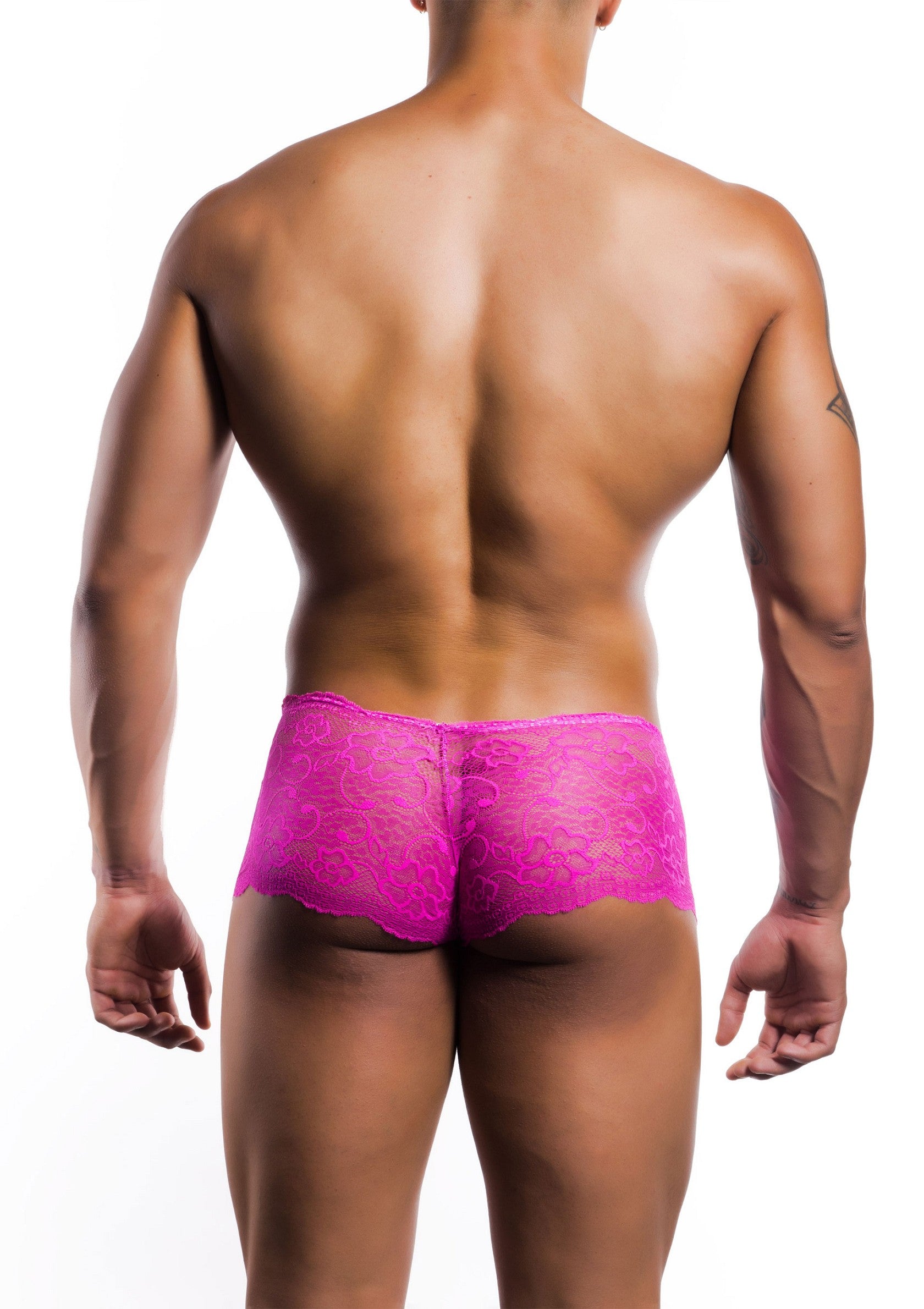 MOB Eroticwear Rose Lace Boy Short PINK S/M - 4
