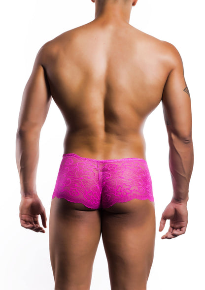 MOB Eroticwear Rose Lace Boy Short PINK S/M - 4