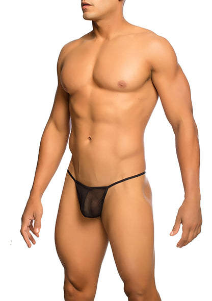 MOB Eroticwear Sheer T-Back Thong BLACK S/M - 3