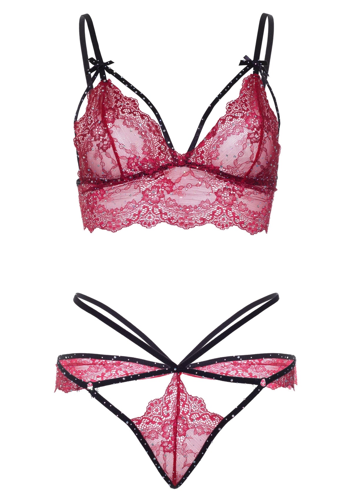 Strappy Bralette and String RED L - 4