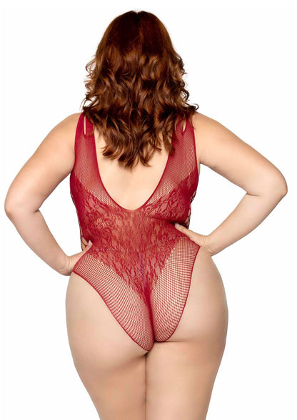 Plus Seamless Bodysuit with Shoulder Straps RED 1X/2X - 1