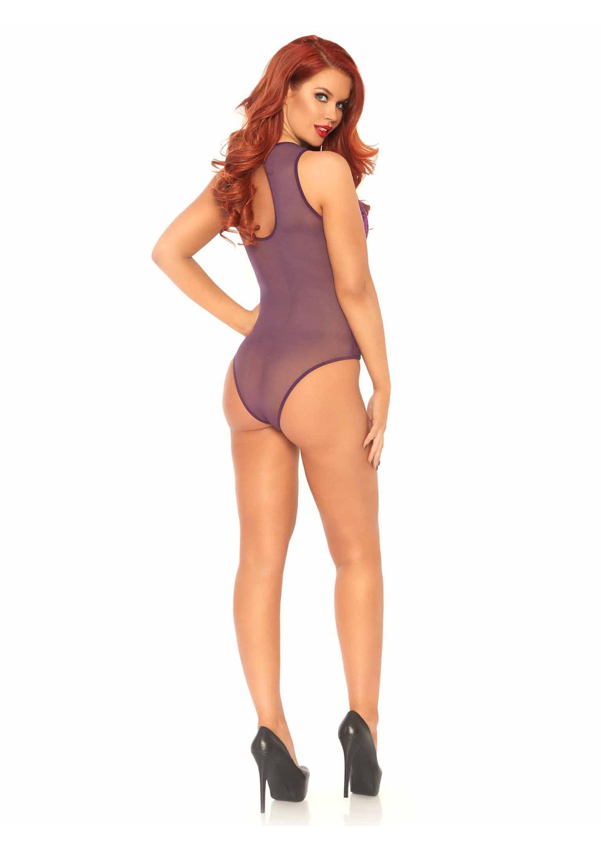 Teddy with Keyhole Back and Snap Crotch PURPLE L - 3