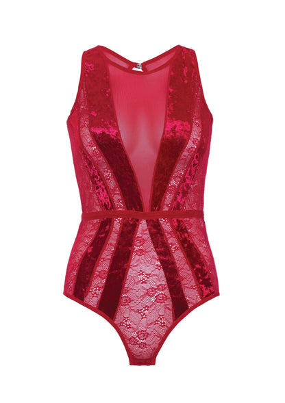 Teddy with Keyhole Back and Snap Crotch RED L - 6